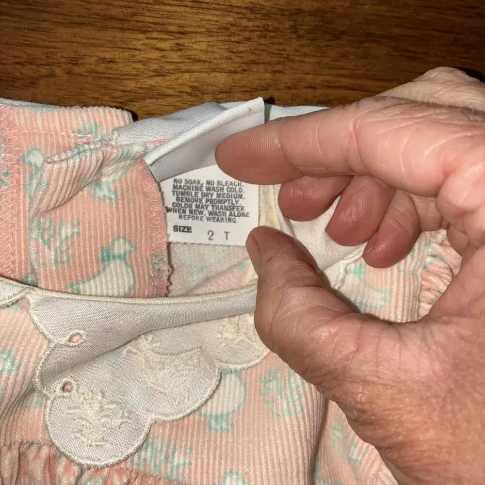 Vintage Oshkosh - Pink goose duck corduroy dress, 2T RARE